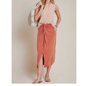 Anthropologie Twist Front Terracotta  Skirt Size Large